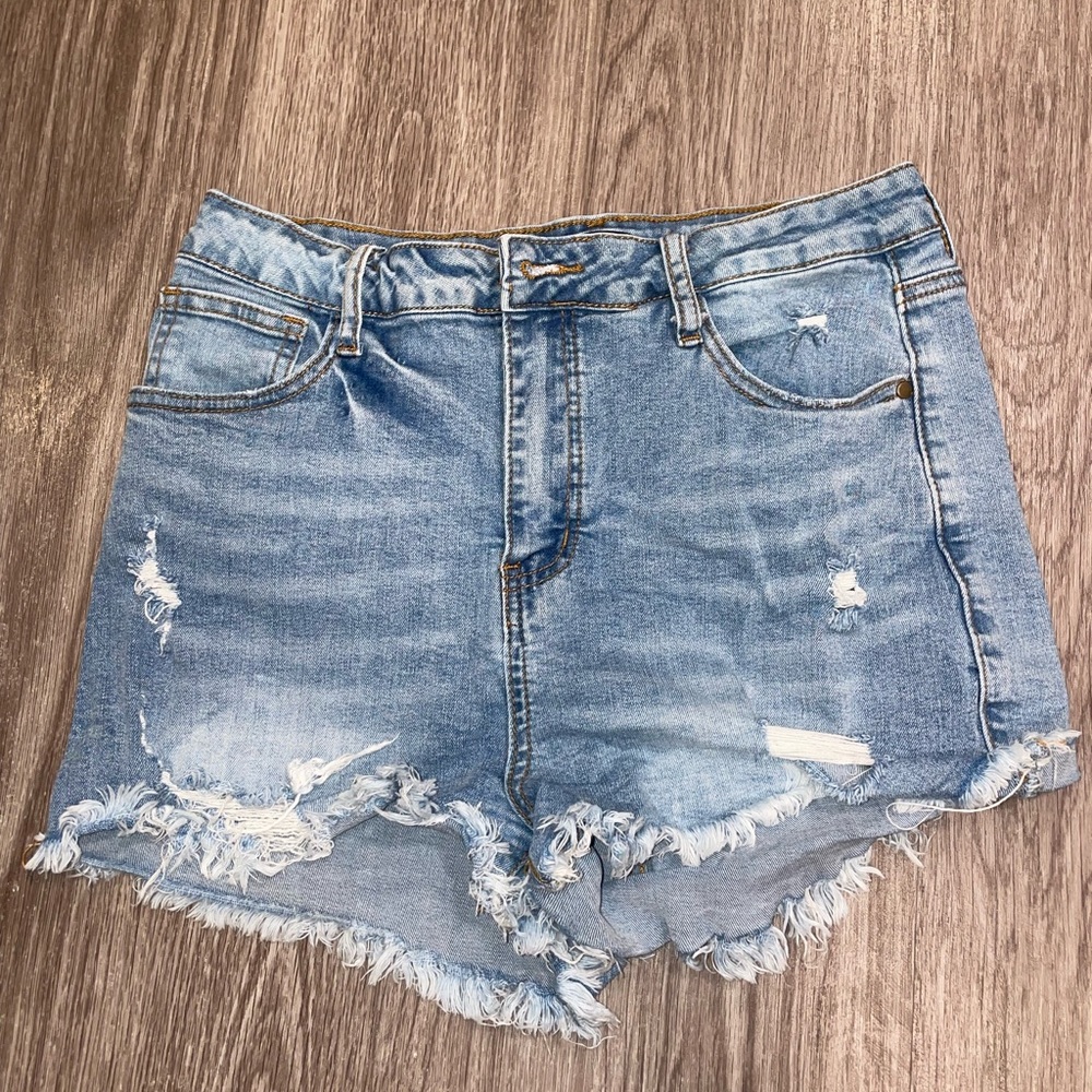 Fashion Nova Jean shorts. Medium wash